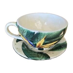 Island Plantation Bird of Paradise Teacup and Saucer Set. tropical Island